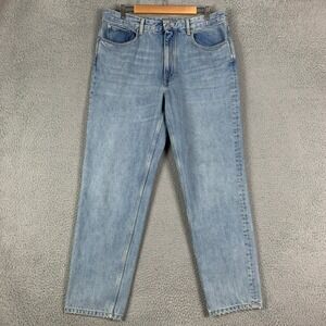 12 STOREEZ Tapered Fit Mid Rise Jeans Men's 35 x 34 Blue Light Wash Denim Pants